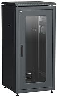 ITK Шкаф сетевой напольный 19" LINEA N 28U 600х600мм стеклянная передняя дверь черный | код LN05-28U66-G | IEK